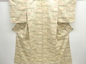 アンティーク　更紗模様織り出し本塩沢着物